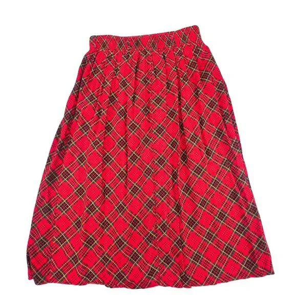 VTG Briggs New York Skirt Medium Red Tartan Pleated Schoolgirl Scottish Plaid - Picture 2 of 9